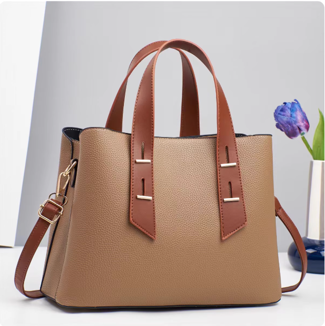 Sac à main en cuir bicolore
