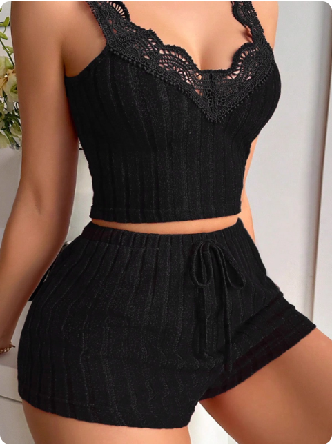 Ensemble pyjama femme en tricot rouge