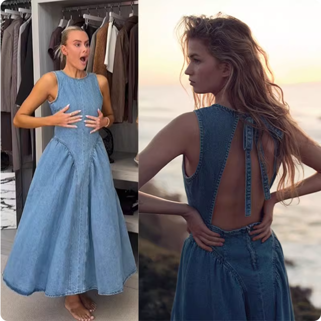 Robe longue en jean