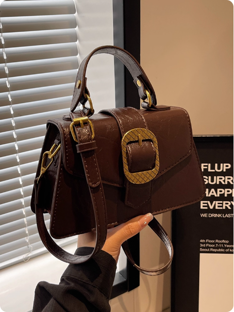 Sac à main en cuir marron