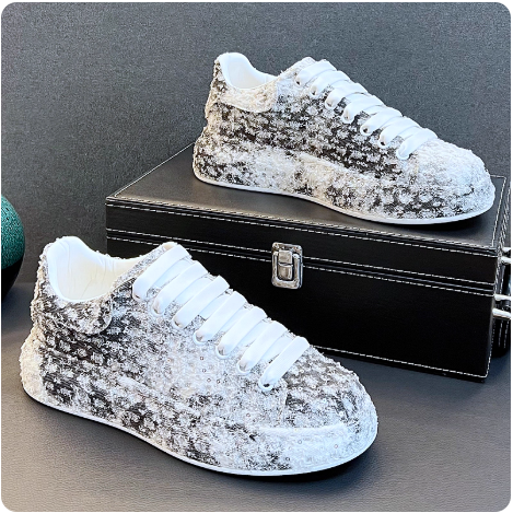 Baskets tendance en sequins verts