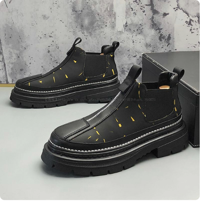 Bottes en cuir noir pour homme