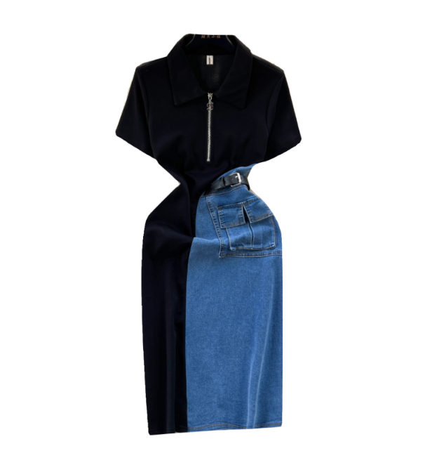 Robe bicolore à fermeture éclair