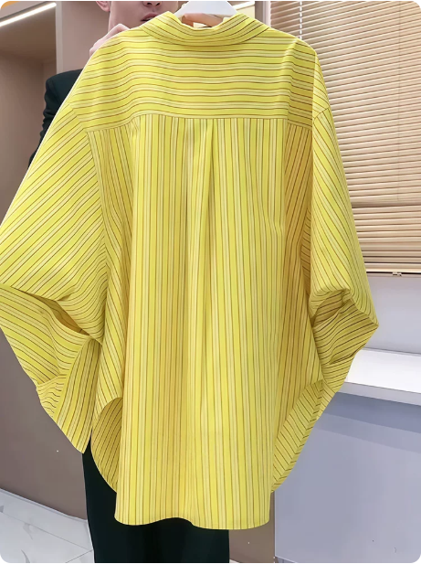 Chemise oversize rayée jaune