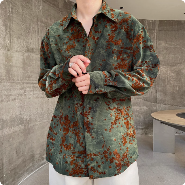 Chemise imprimée verte