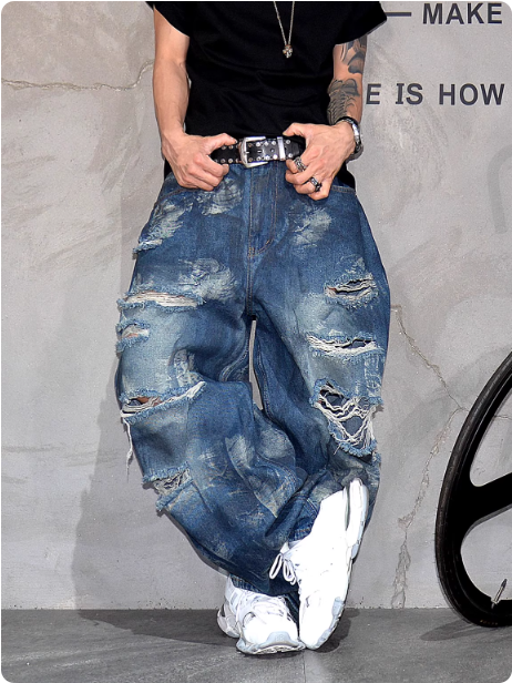 Jean large déchiré homme