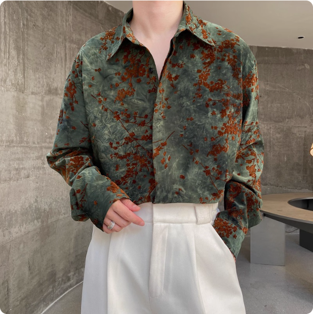 Chemise imprimée verte
