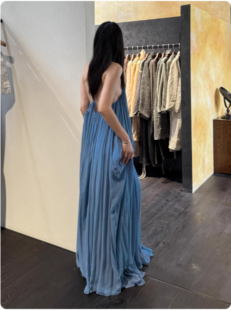Robe longue bleu
