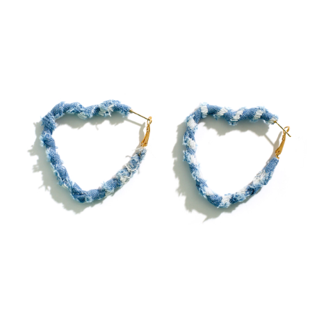 Boucles d'oreilles en tissu denim