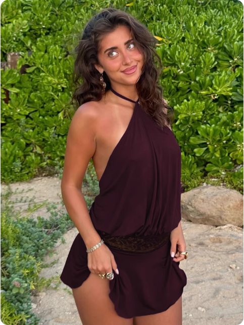 Robe courte à col croisé