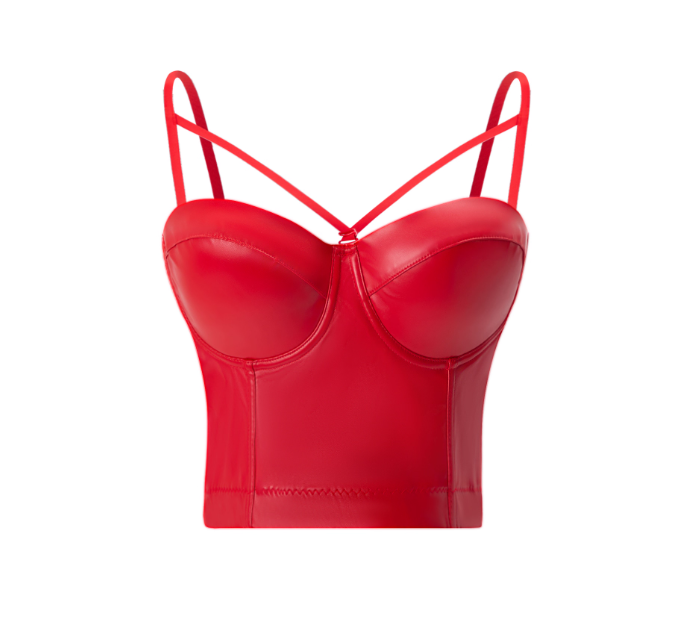 Bustier en similicuir noir