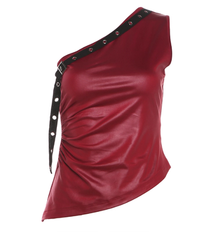 Top asymétrique rouge