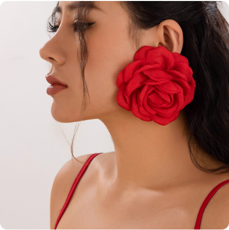 Grande barrette fleur en tissu rose