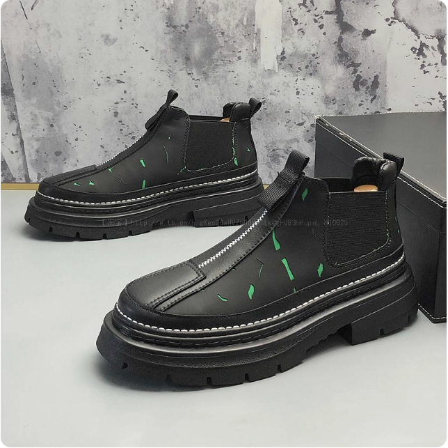 Bottes en cuir noir pour homme