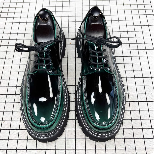 Chaussures Oxford vernies vert foncé
