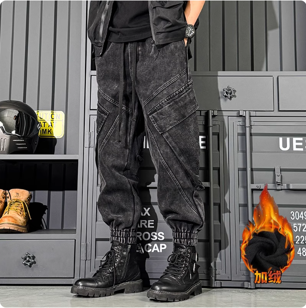 Pantalon cargo noir pour hommes