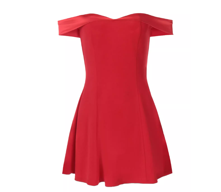 Robe rouge épaules dénudées