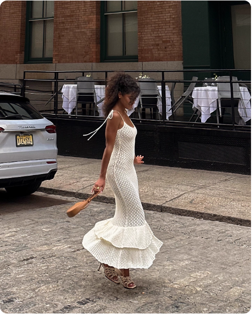 Robe longue en maille blanche