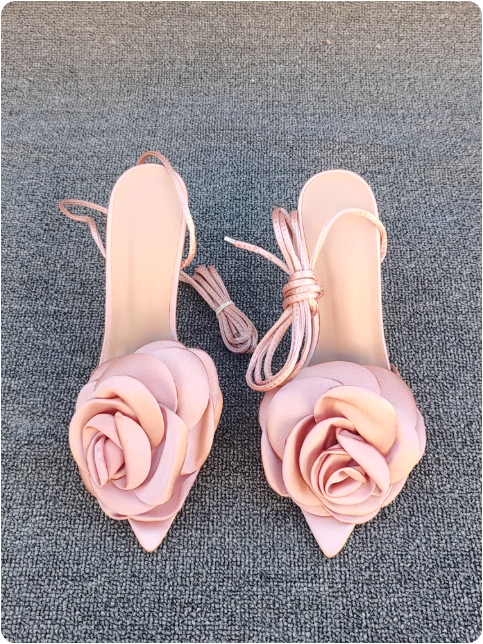 Sandale à talon rose