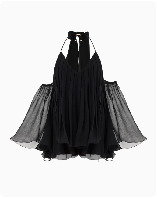Robe de soirée noire fluide