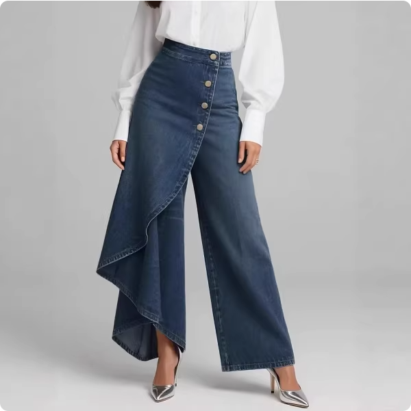 Pantalon asymétrique en jean