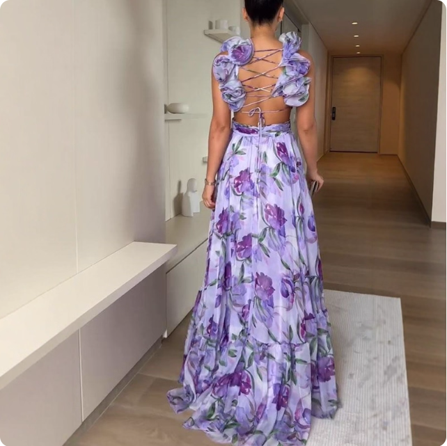 Robe longue fleurie