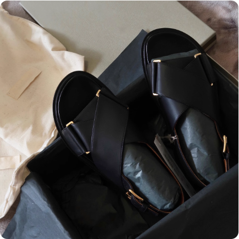 Sandales en cuir noir