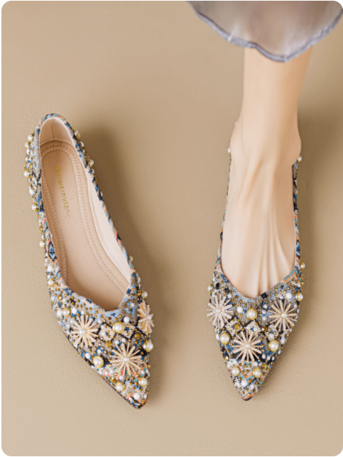 Ballerines brodées avec perles