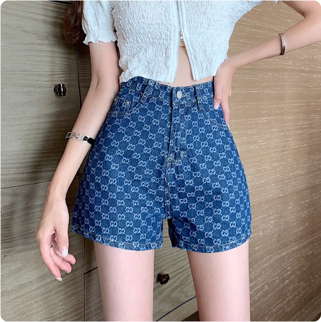Short en jean imprimé