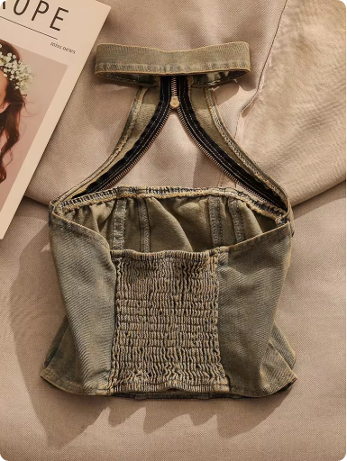 Top bustier en jean