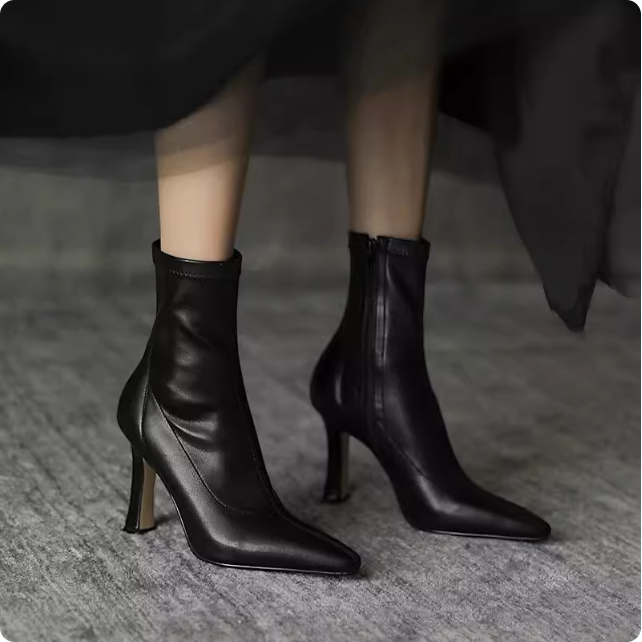 Bottines à talons en cuir marron