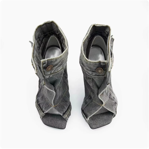 Bottines à talons en jean