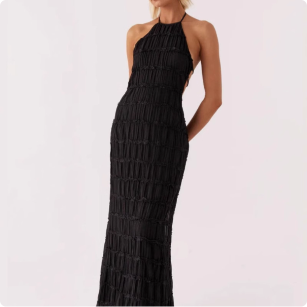 Robe longue jaune à col halter