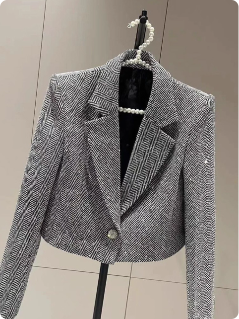 Veste blazer en tweed gris