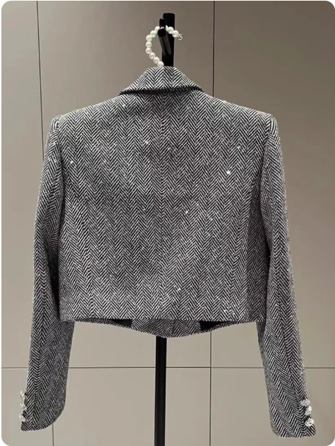 Veste blazer en tweed gris