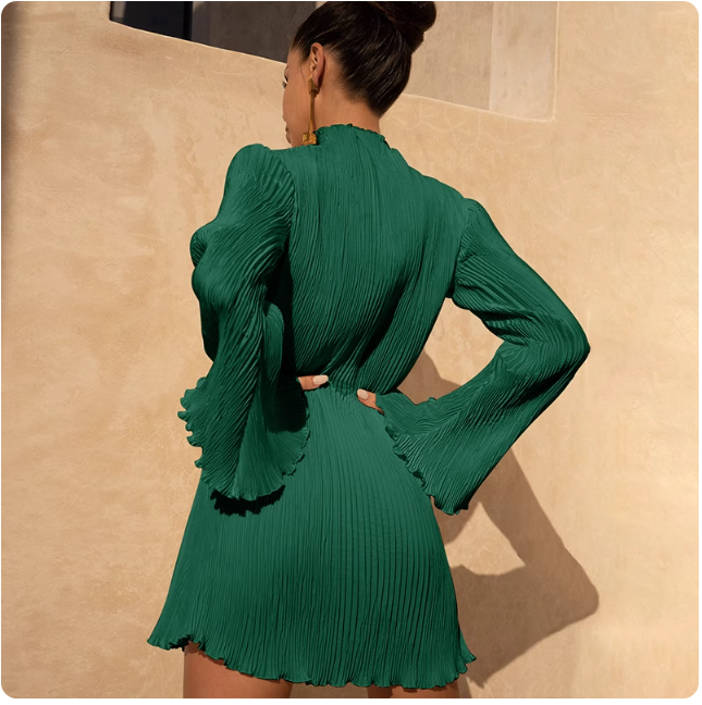 Robe plissée verte