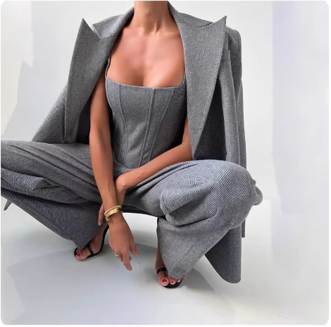Ensemble tailleur gris pour femme
