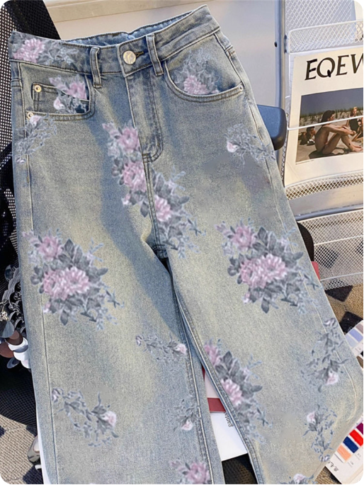 Jean à fleurs