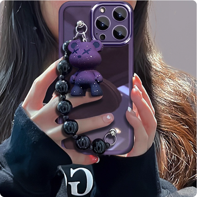 Coque pour iPhone avec porte-clés ourson
