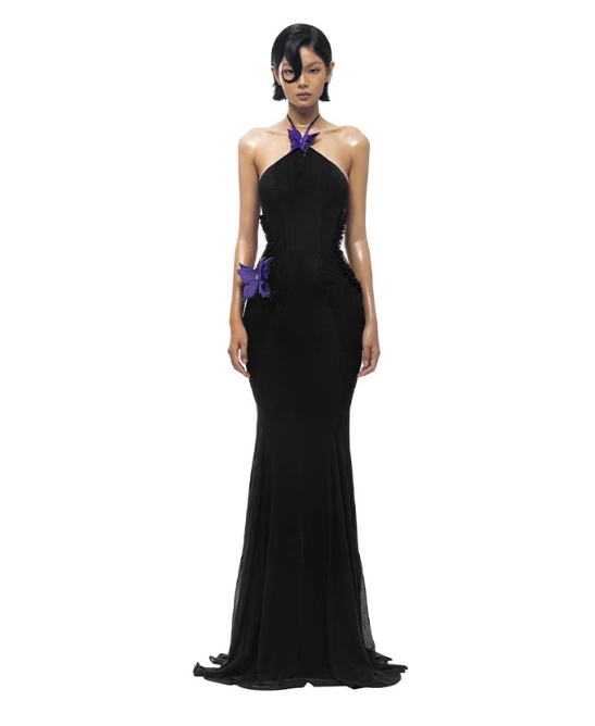 Robe longue élégante verte