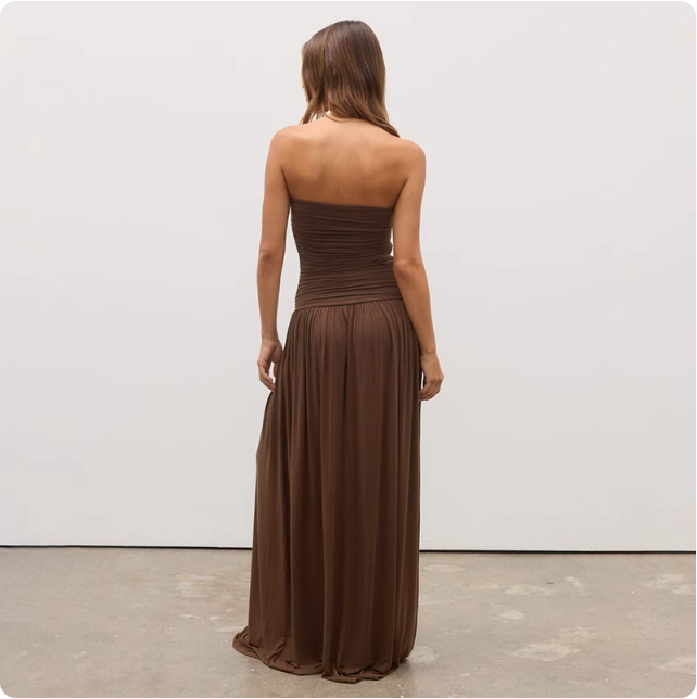 Robe longue marron élégante