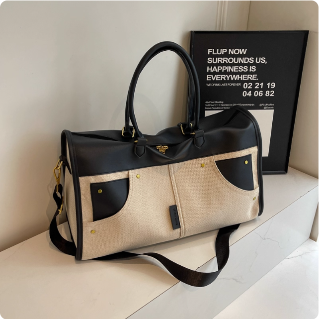 Sac de voyage en toile et cuir