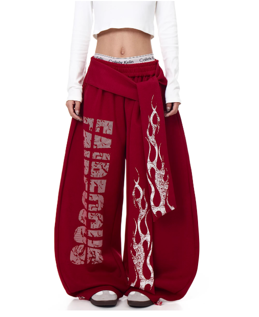 Pantalon ample streetwear gris