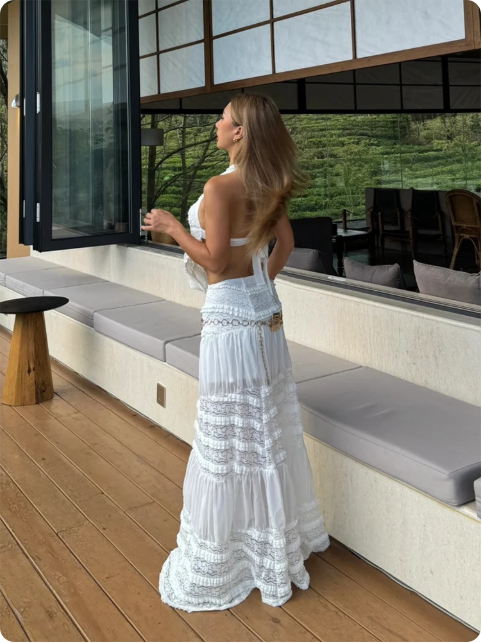 Robe longue blanche bohème