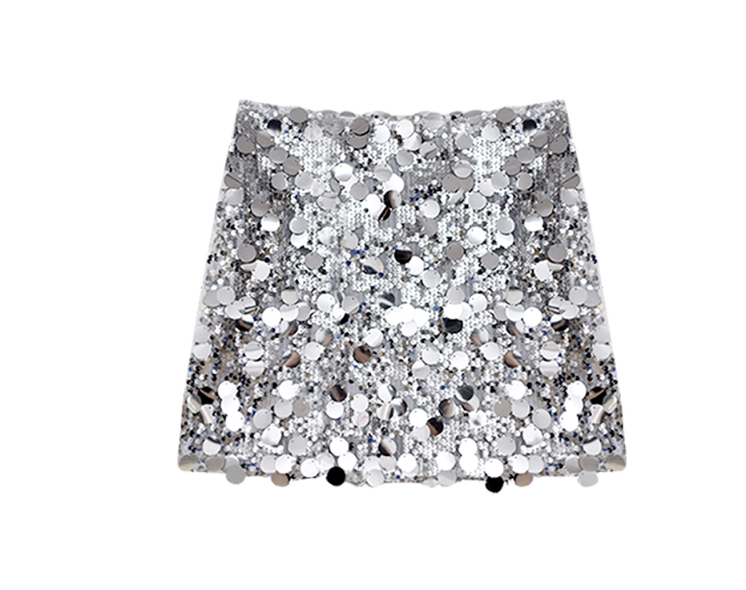 Jupe à paillettes argentées