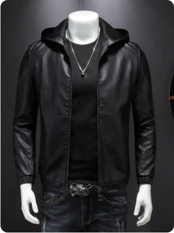 Veste en cuir noir