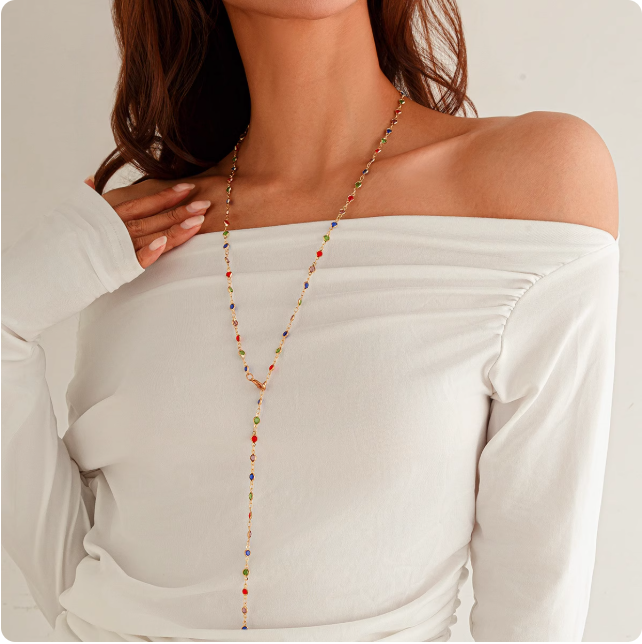Collier multicolore à perles