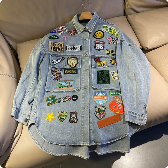 Veste verte à patchs