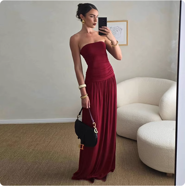 Robe longue marron élégante