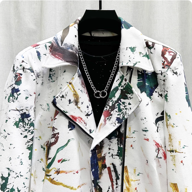 Veste en similicuir à motif artistique